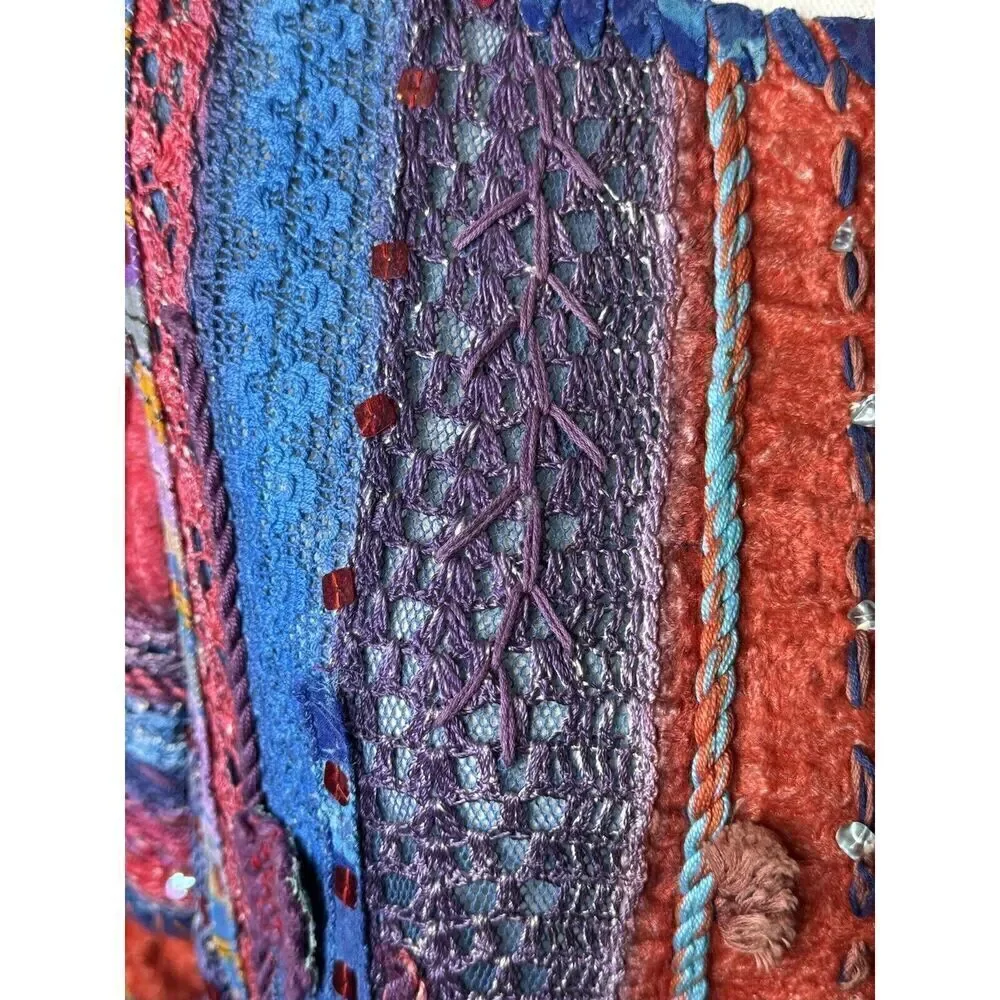 Sandy Starkman Vintage Mixed Media Art To Wear Embellished Multicolor Sweater S - Picture 9 of 12